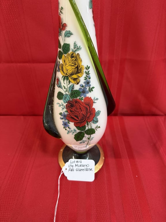 VTG MURANO ART GLASS VASE (HAS CHIP) - Image 3