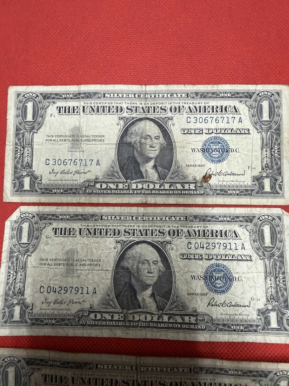 4 - 1957 $1 SILVER CERTIFICATES (FAIR CONDITION) - Image 2