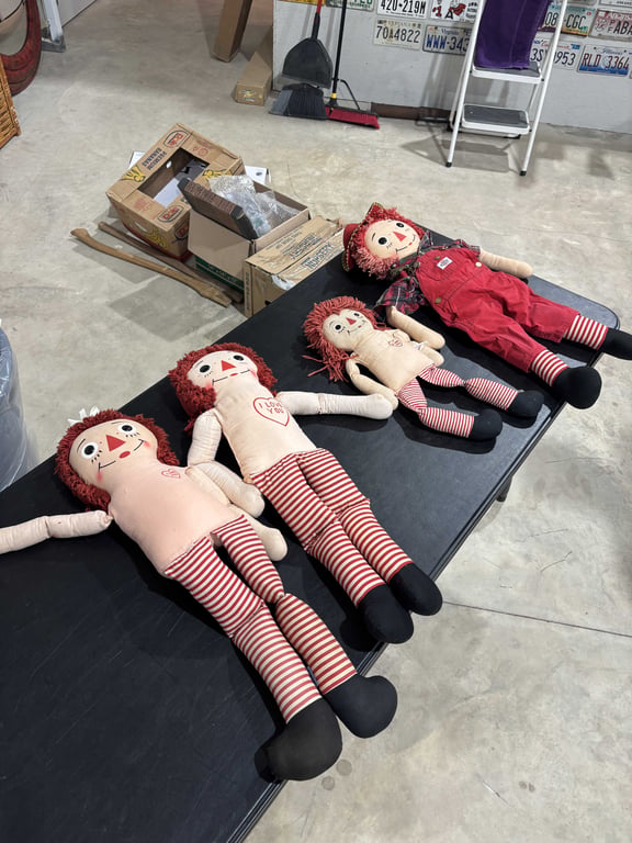 Box of Raggedy Ann and Andy Dolls