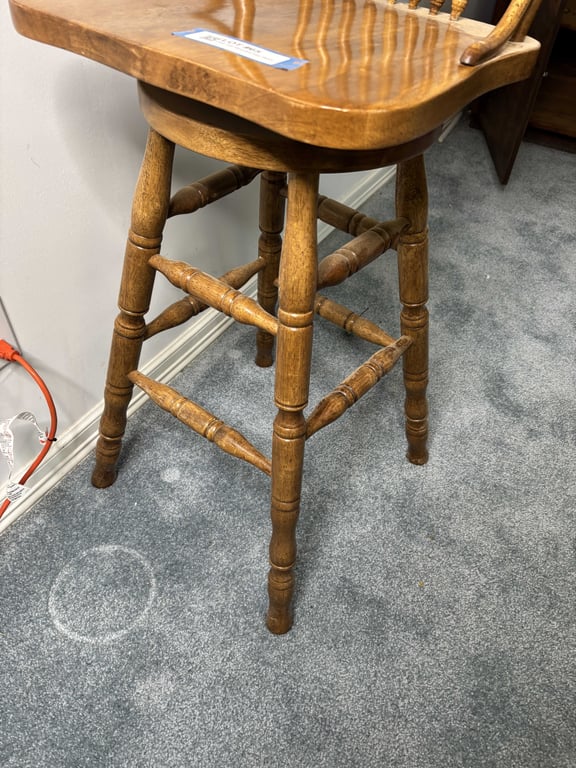 One Tall Wooden Bar Stool - Image 2