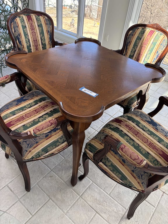 Vintage Wood Dining Set and 4 Chairs - Image 2