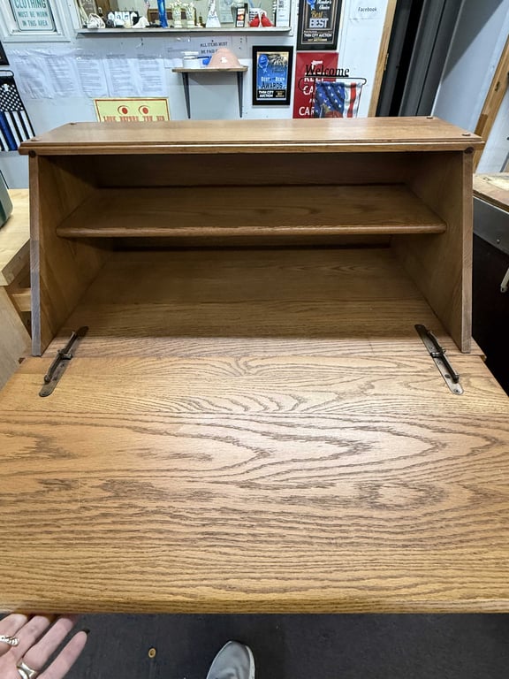 CLASSIC OAK DROP-FRONT SECRETARY - Image 2