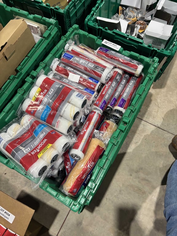 Tote of paint roller heads