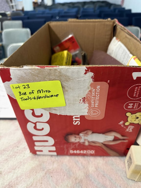 BOX OF MISC TOOLS & HARDWARE - Image 2