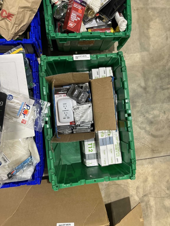 Tote of fluorescent lamp bulbs