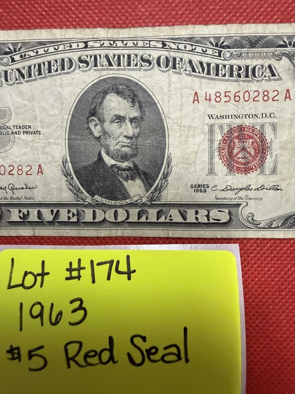 1963 $5 RED SEAL - Image 2