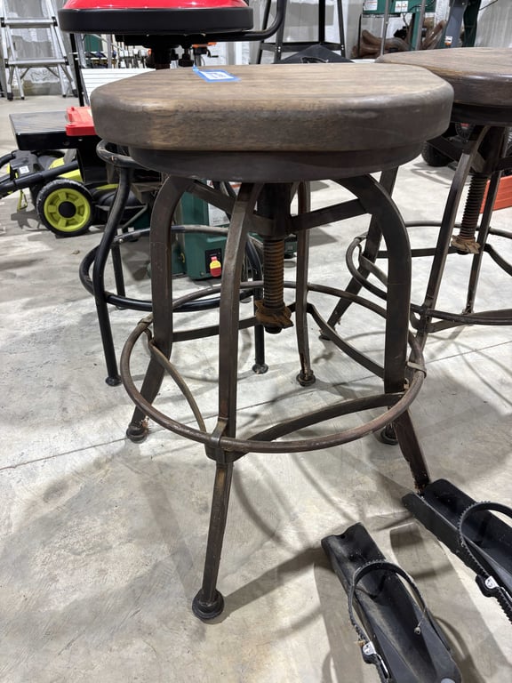 Two Wood Top Stools - Image 3