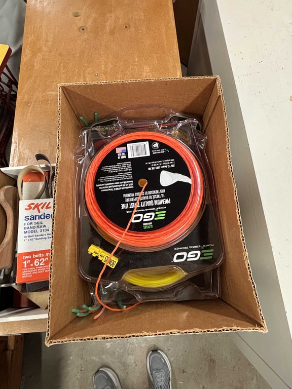 Box of assorted trimmer line & sandpaper - Image 2