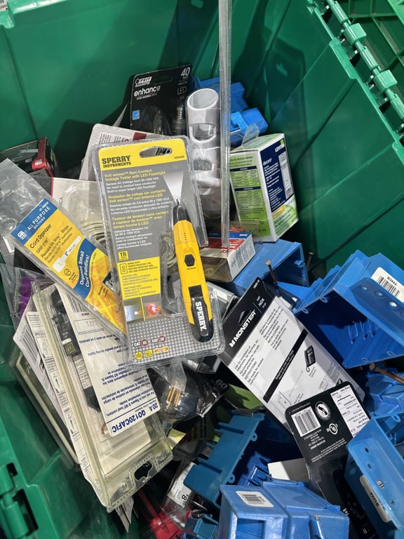 Tote of junction boxes & misc - Image 2