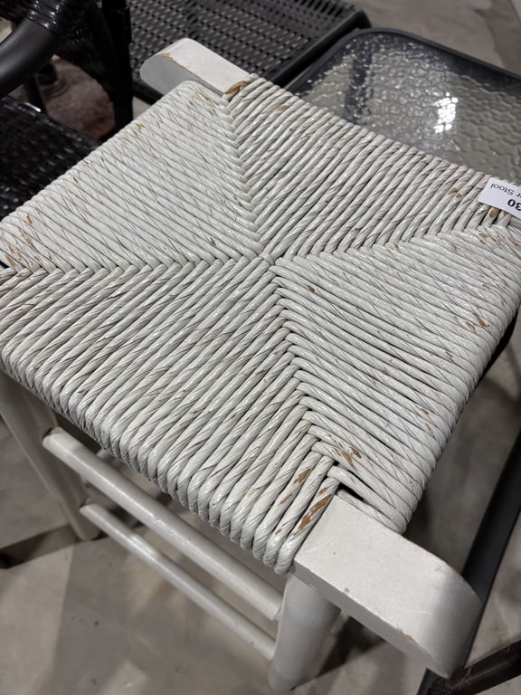 White Wicker Stool - Image 2