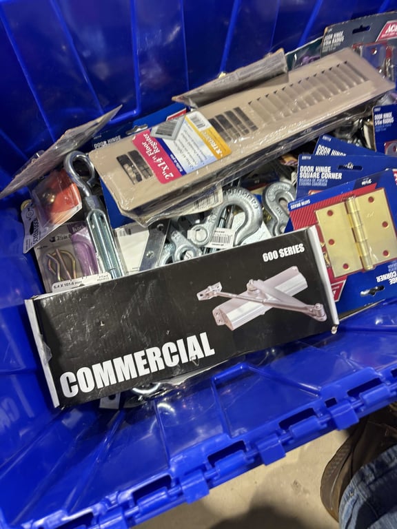 Tote with commercial door closer, eye bolts, hinges, etc - Image 2