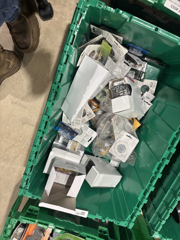 Tote of wire, screws, anchors, nails, etc