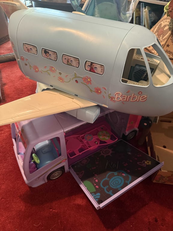 3 PCS KID'S TOYS (BARBIE PLANE, MOTORHOME & STROLLER)