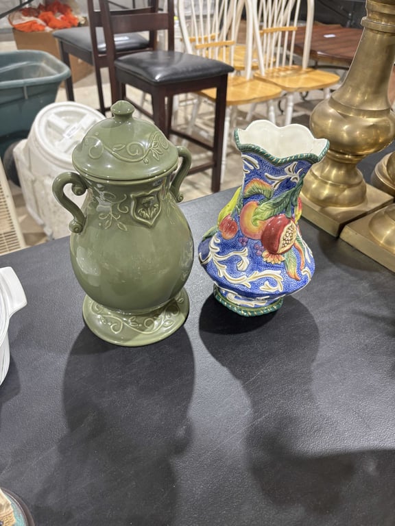 Fitz and Floyd Vase and Green Decor