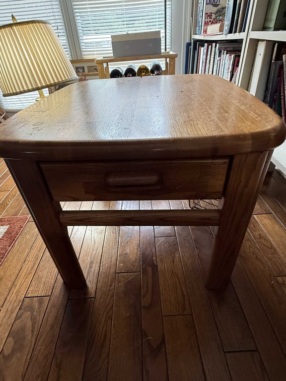 3 PC. OAK COFFEE TABLE W/2 END TABLES - Image 3