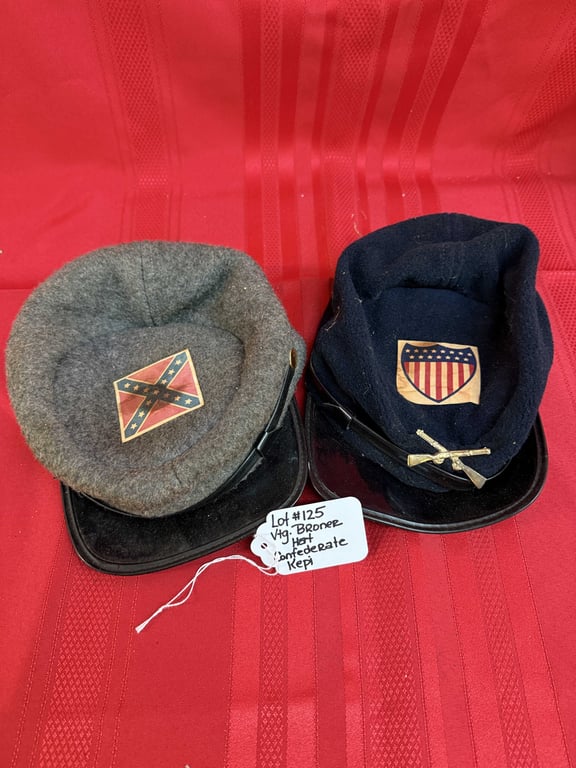 2 VTG BRONER HATS/CONFEDERATE KEPI