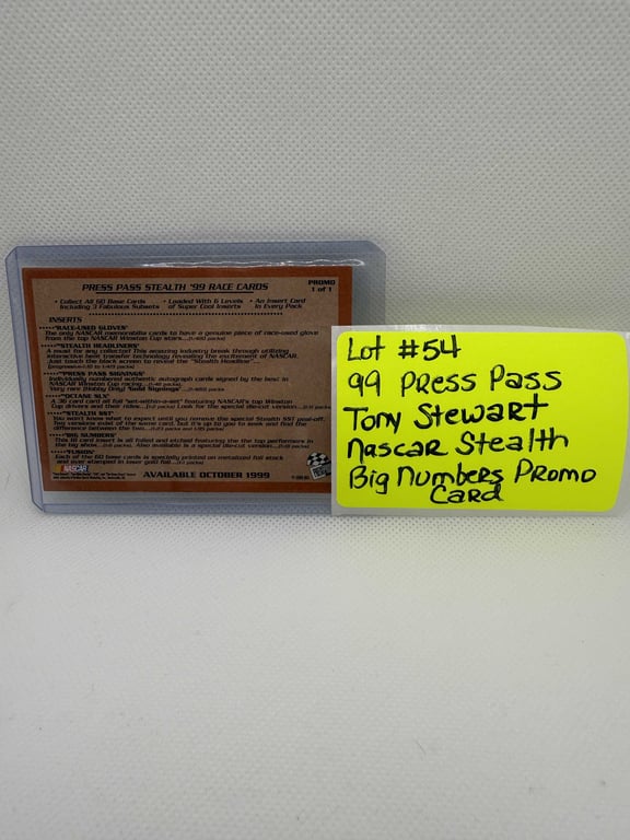 99 PRESS PASS STEALTH TONY STEWART BIG NUMBERS PROMO CARDS - Image 2
