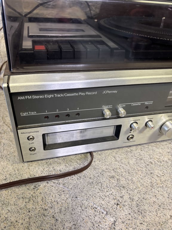JC Penney Stereo, Eight Track, Record Player and Two Speakers - Image 2