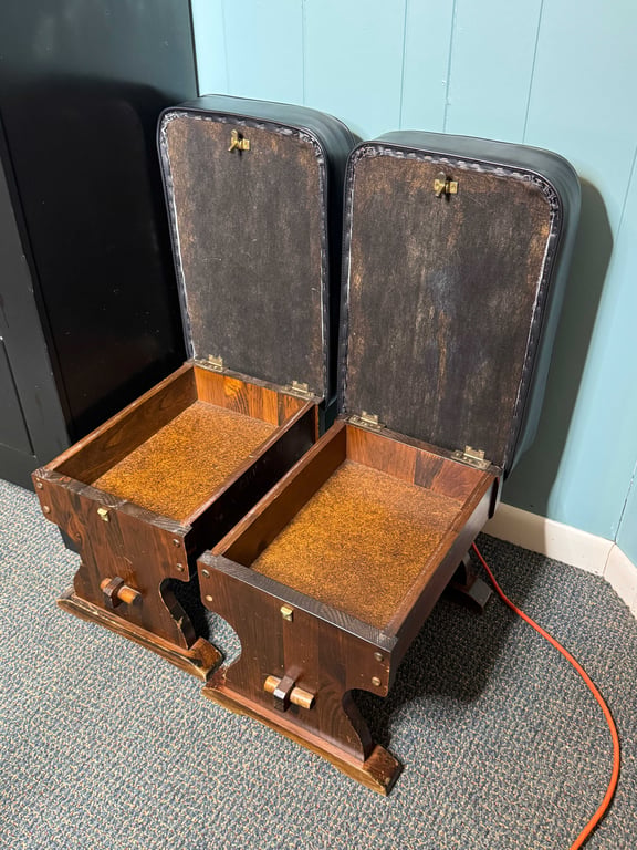 2 leather seated stools with storage - Image 2
