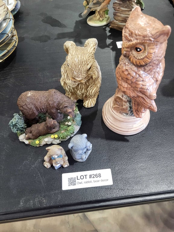Owl, rabbit, bear decor