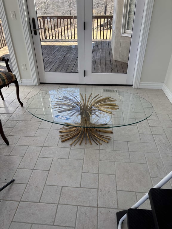 Oval Wheat Glass Top Coffee Table