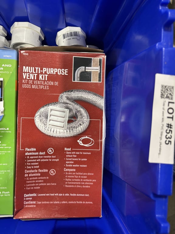 Tote of vent kits, PVC fittings, plumbing, misc - Image 5