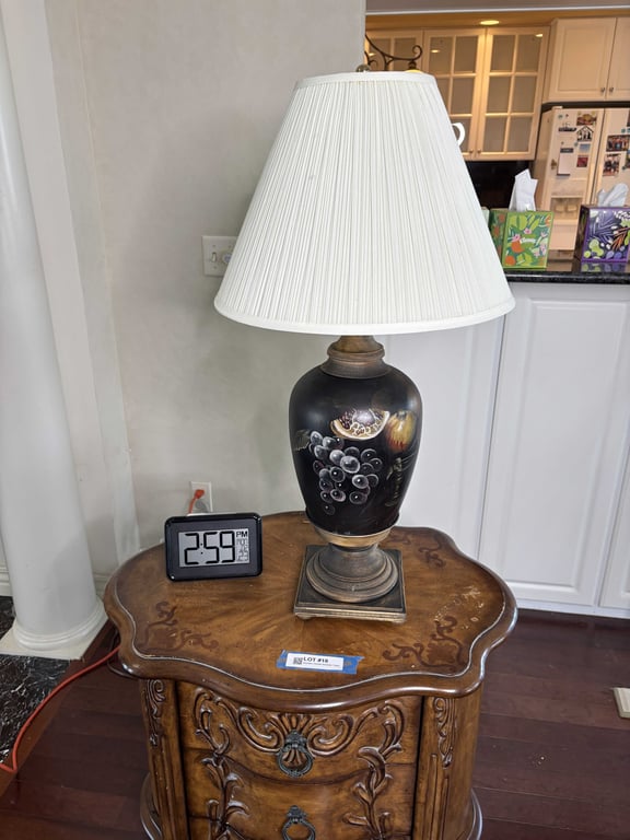 Painted Ceramic Lamp and Alarm Clock