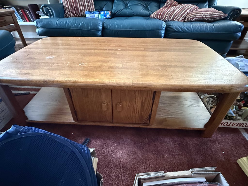 3 PC. OAK COFFEE TABLE W/2 END TABLES