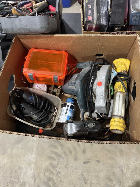 Box of misc - air hammer, acetelyne, small ammo box - Image 2