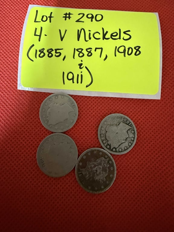 4 V NICKELS (1885, 1887, 1908 & 1911)