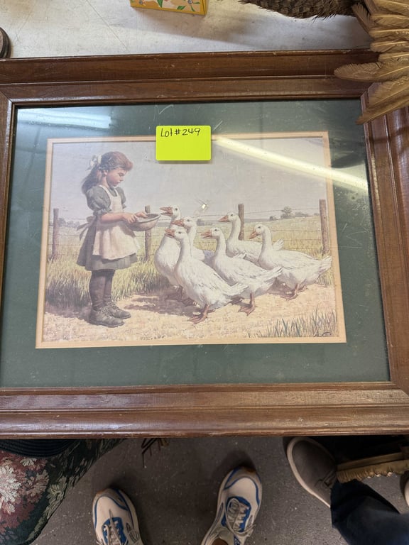 FRAMED PRINT GIRL W/GEESE