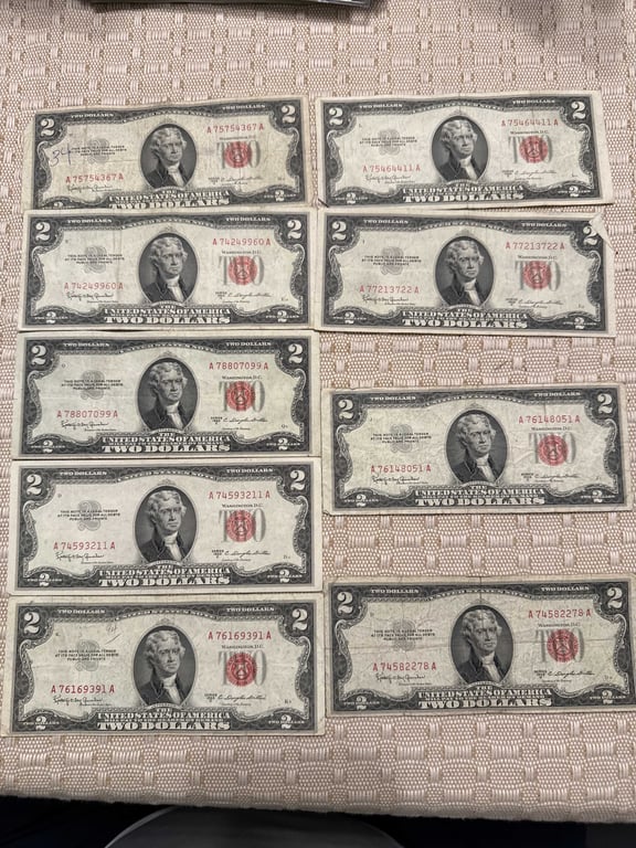 (9) 1953 C $2.00 Red Seals