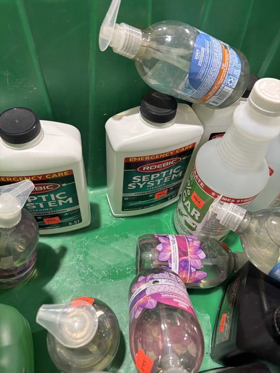 Tote of RainX, Septic Cleaner, misc fluids - Image 3