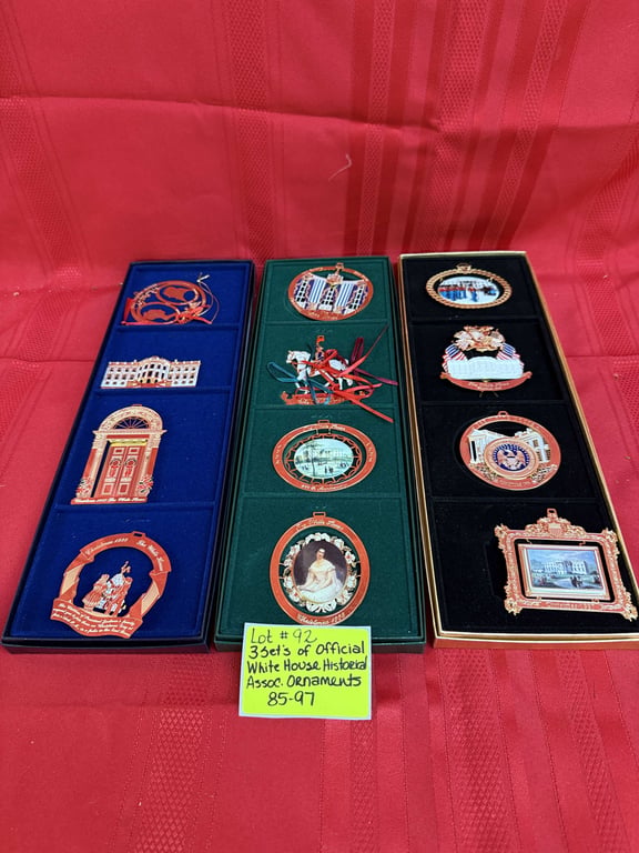 3 SET'S OF OFFICIAL WHITE HOUSE HISTORICAL ASSOC. ORNAMENTS