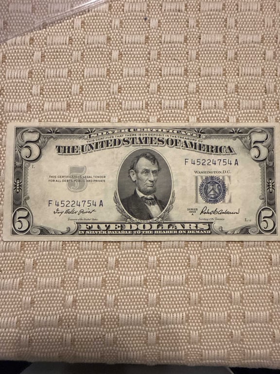 1953 A $5.00 Silver Certificate
