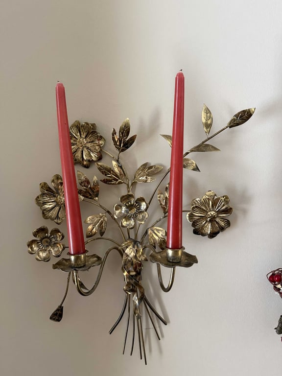 3 PCS. GOLD GILT MIRROR & 2 CANDELABRAS - Image 3