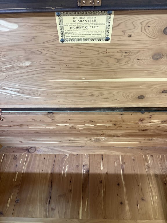 ANTIQUE FOOTED WALNUT CEDAR CHEST - Image 3