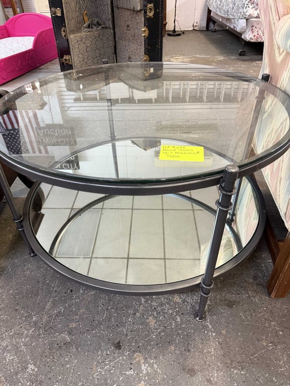ROUND GLASS & MIRRORED TABLE