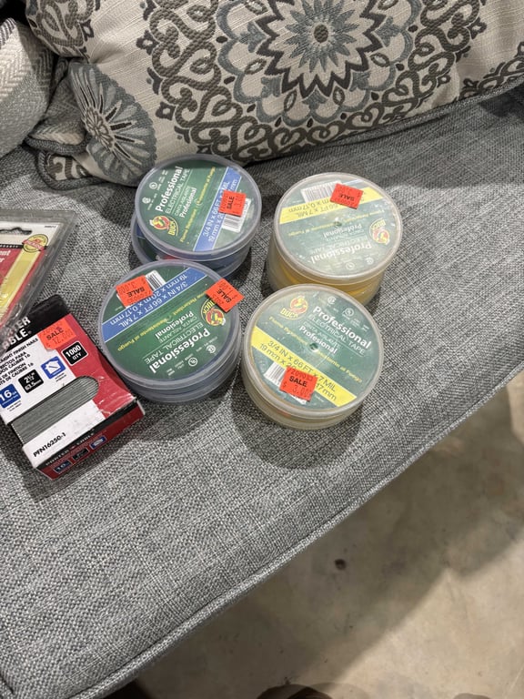 Tote of Paint Supplies, Anvil Shears, Rope, Knobs, Filters, Misc - Image 9