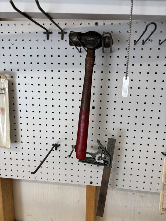 Contents of Wood Table Top and Pegboard Above - Image 5