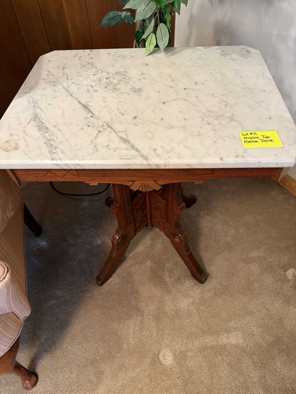 MARBLE TOP PARLOR TABLE