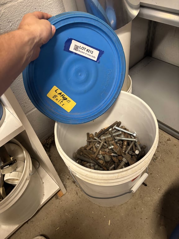 Bucket of misc bolts