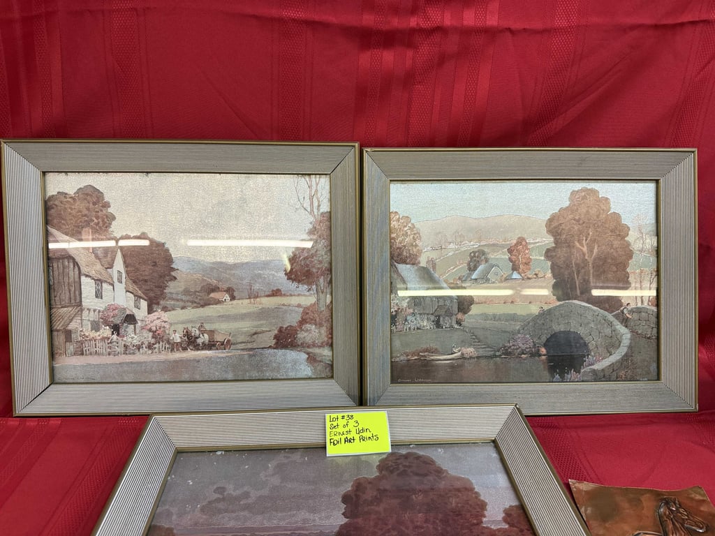 SET OF 3 ERNEST UDIN FOIL ART PRINTS