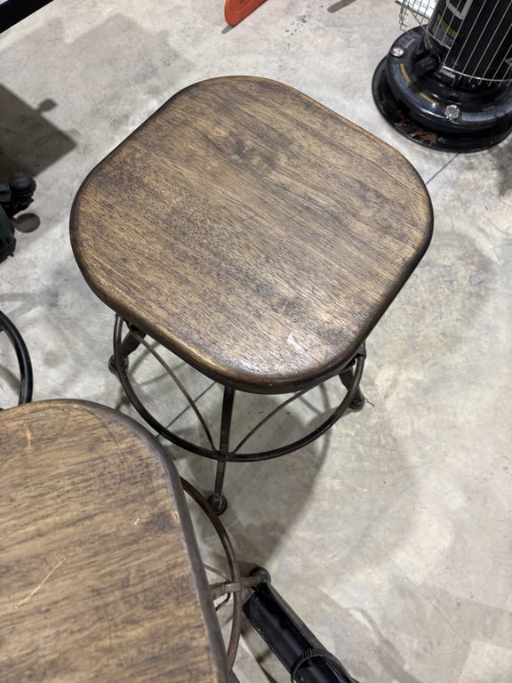 Two Wood Top Stools - Image 2