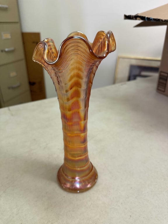 Imperial Carnival Glass Swung Vase