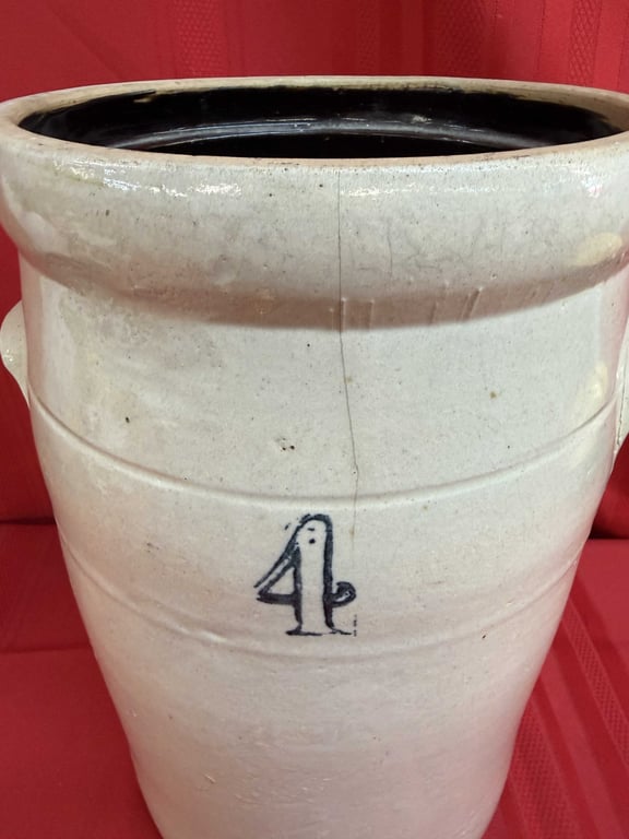 4 GAL. STONEWARE BUTTER CHURN CROCK - Image 2