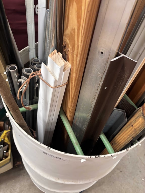 Large divided barrel with misc wood - Image 2