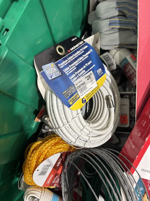 Tote of wire clothesline, cable, plastic, misc - Image 4