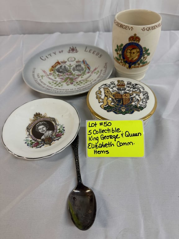 5 COLLECTIBLE KING GEORGE & QUEEN ELIZABETH ITEMS