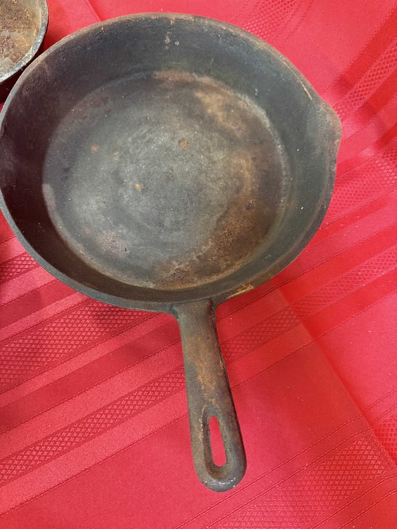 3 CAST IRON SKILLETS (ROUGH COND.)  - Image 2
